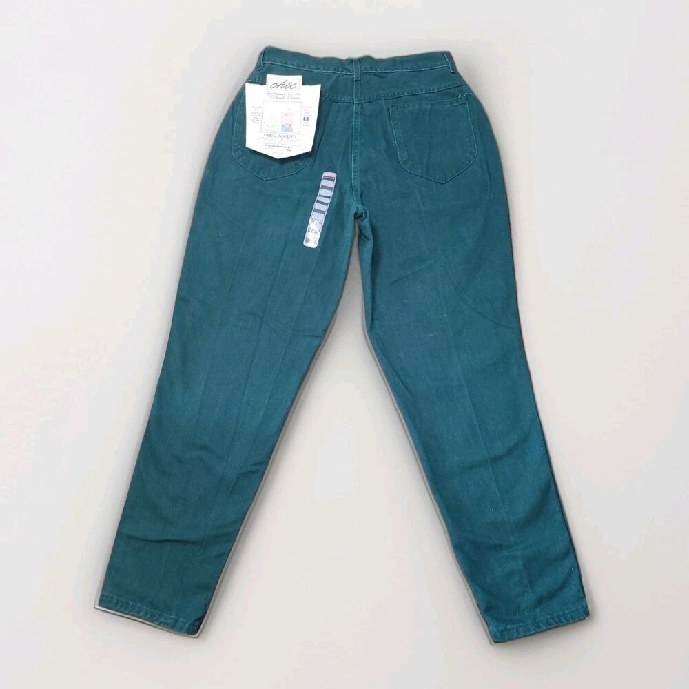 Vintage Chic Green Jeans Deadstock NWT High Rise Relaxed Tapered 16 Avg 30x29.5 - Picture 2 of 9